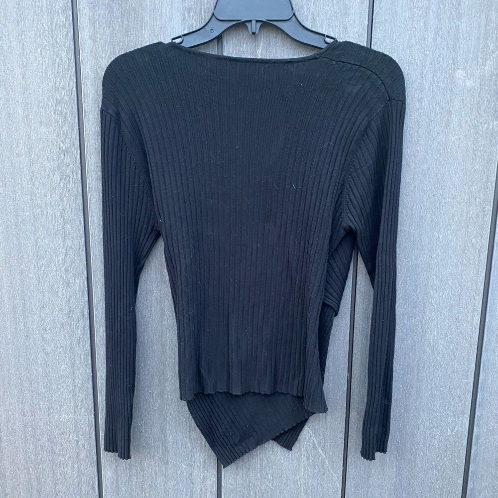 Deep V-Neck Ribbed Sweater - Picture 3 of 5